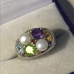QVC  Amazing multicolor gemstone Sterling silver BAND